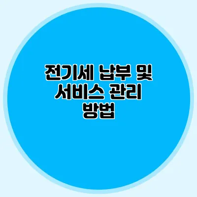 전기세 납부 및 서비스 관리 방법