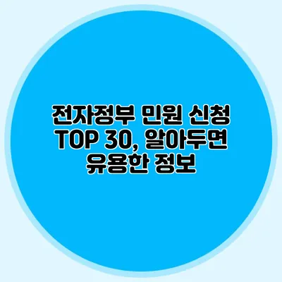 전자정부 민원 신청 TOP 30, 알아두면 유용한 정보