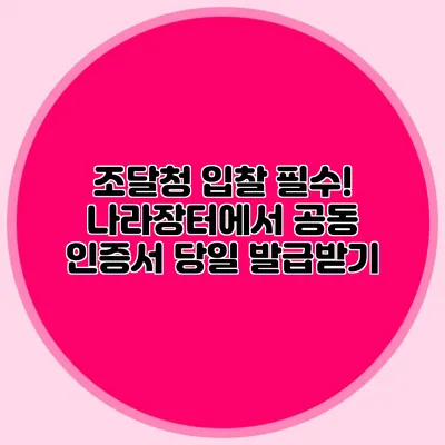조달청 입찰 필수! 나라장터에서 공동 인증서 당일 발급받기
