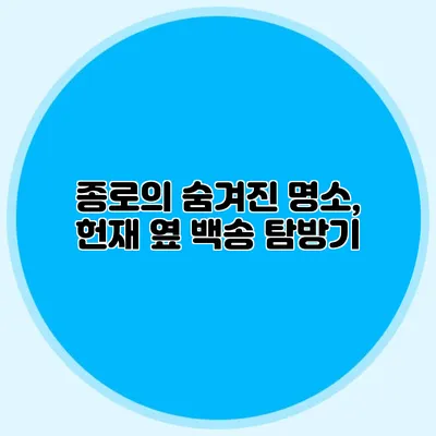 종로의 숨겨진 명소, 헌재 옆 백송 탐방기