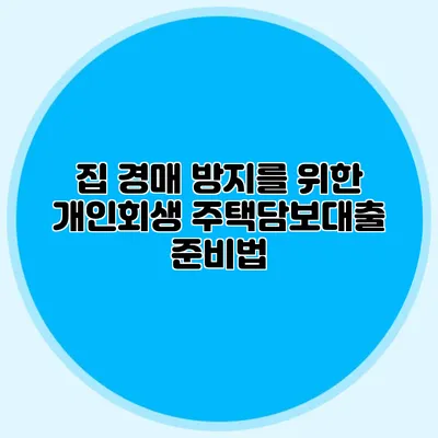 집 경매 방지를 위한 개인회생 주택담보대출 준비법