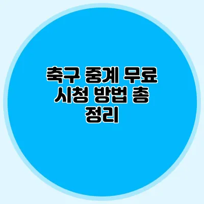 축구 중계 무료 시청 방법 총 정리