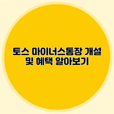 토스 마이너스통장 개설 및 혜택 알아보기