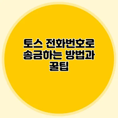 토스 전화번호로 송금하는 방법과 꿀팁