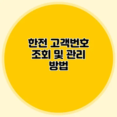 한전 고객번호 조회 및 관리 방법