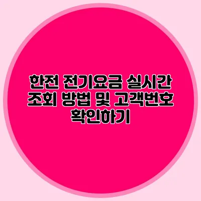 한전 전기요금 실시간 조회 방법 및 고객번호 확인하기