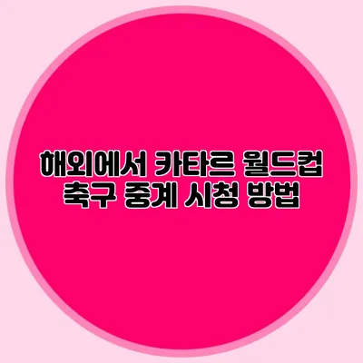 해외에서 카타르 월드컵 축구 중계 시청 방법