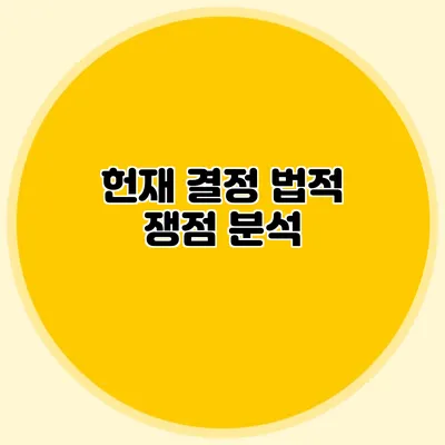 헌재 결정 법적 쟁점 분석