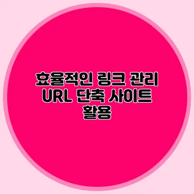 효율적인 링크 관리 URL 단축 사이트 활용
