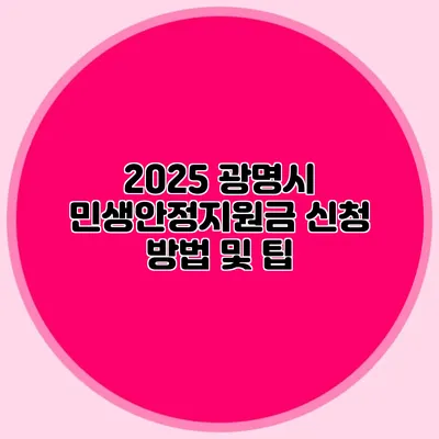 2025 광명시 민생안정지원금 신청 방법 및 팁