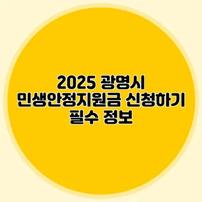 2025 광명시 민생안정지원금 신청하기 필수 정보