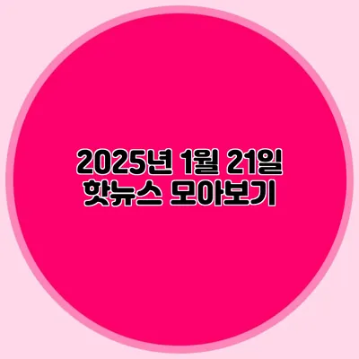 2025년 1월 21일 핫뉴스 모아보기
