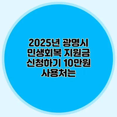 2025년 광명시 민생회복 지원금 신청하기 10만원 사용처는?