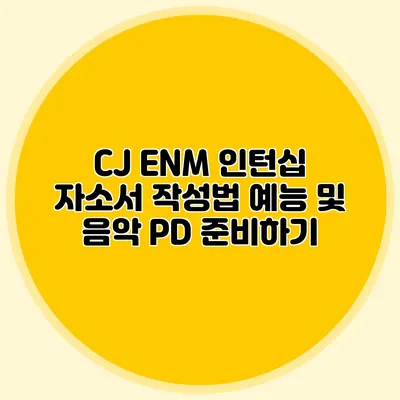 CJ ENM 인턴십 자소서 작성법 예능 및 음악 PD 준비하기