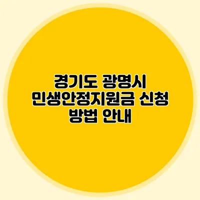 경기도 광명시 민생안정지원금 신청 방법 안내