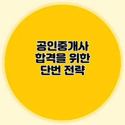 공인중개사 합격을 위한 단번 전략