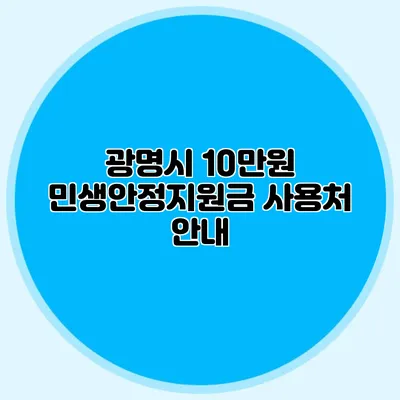 광명시 10만원 민생안정지원금 사용처 안내