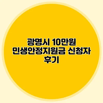 광명시 10만원 민생안정지원금 신청자 후기