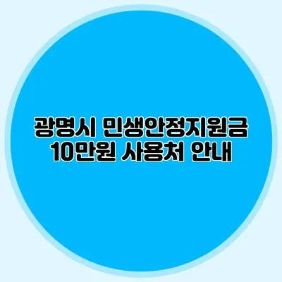 광명시 민생안정지원금 10만원 사용처 안내