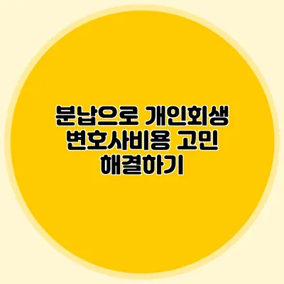 분납으로 개인회생 변호사비용 고민 해결하기
