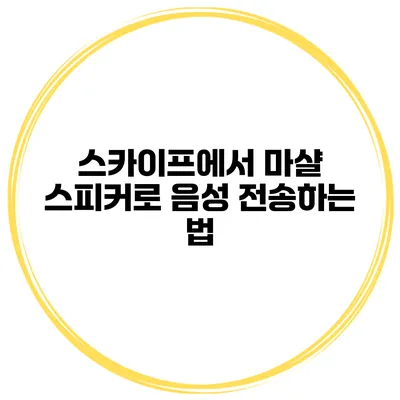 스카이프에서 마샬 스피커로 음성 전송하는 법