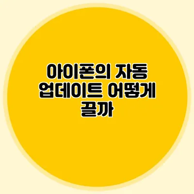 아이폰의 자동 업데이트 어떻게 끌까?