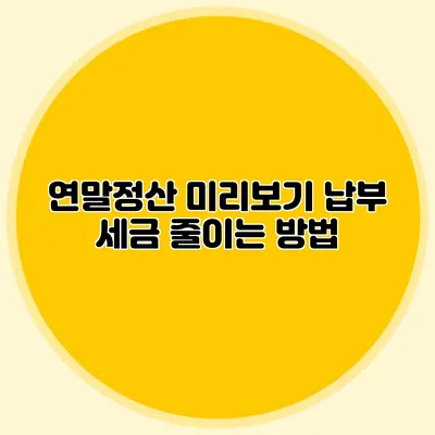 연말정산 미리보기 납부 세금 줄이는 방법