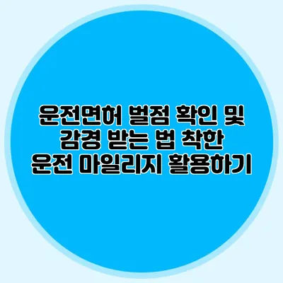 운전면허 벌점 확인 및 감경 받는 법 착한 운전 마일리지 활용하기