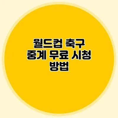 월드컵 축구 중계 무료 시청 방법