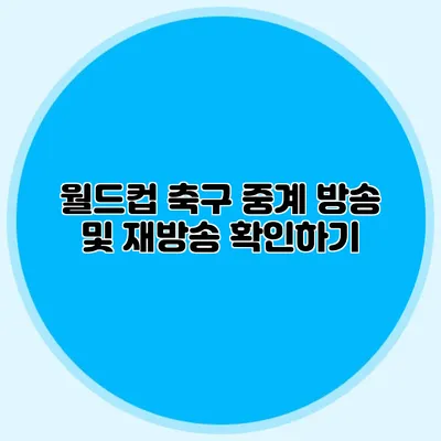 월드컵 축구 중계 방송 및 재방송 확인하기