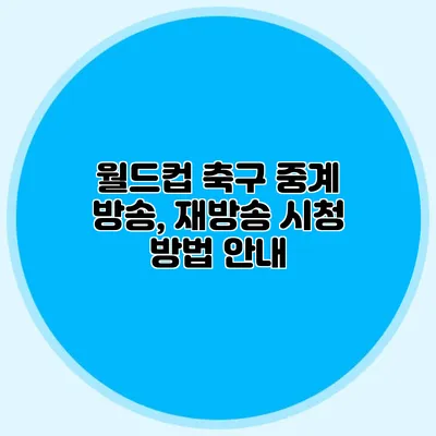 월드컵 축구 중계 방송, 재방송 시청 방법 안내