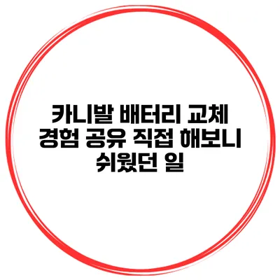 카니발 배터리 교체 경험 공유 직접 해보니 쉬웠던 일