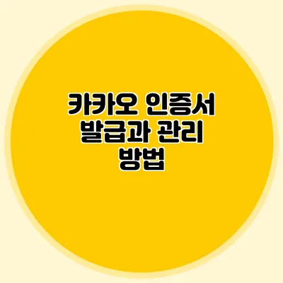 카카오 인증서 발급과 관리 방법