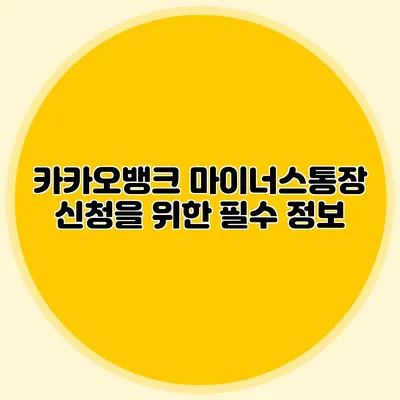 카카오뱅크 마이너스통장 신청을 위한 필수 정보
