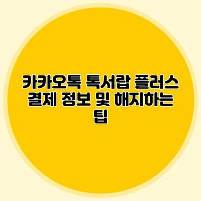 카카오톡 톡서랍 플러스 결제 정보 및 해지하는 팁
