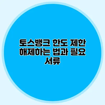 토스뱅크 한도 제한 해제하는 법과 필요 서류