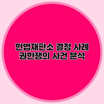 헌법재판소 결정 사례 권한쟁의 사건 분석